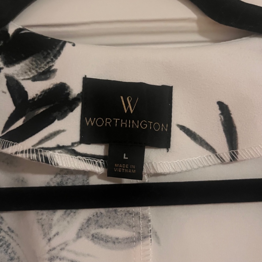WORTHINGTON Floral Black & White Blazer: Sz L - Picture 2 of 6